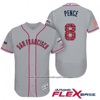 Camiseta Beisbol Hombre San Francisco Giants 2017 Estrellas y Rayas Hunter Pence Gris Flex Base
