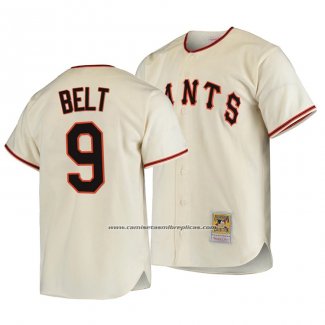 Camiseta Beisbol Hombre San Francisco Giants Brandon Belt Autentico Cooperstown Collection Primera 1954 Crema