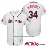 Camiseta Beisbol Hombre Seattle Mariners 2017 Estrellas y Rayas Felix Hernandez Blanco Flex Base