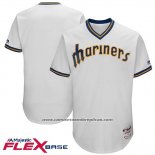 Camiseta Beisbol Hombre Seattle Mariners Blanco 1977 Turn Back The Cloc Flex Base