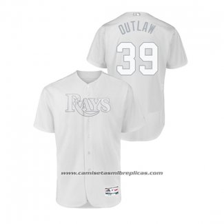 Camiseta Beisbol Hombre Tampa Bay Rays Kevin Kiermaier 2019 Players Weekend Autentico Blanco