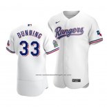 Camiseta Beisbol Hombre Texas Rangers Dane Dunning Autentico Primera Blanco