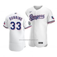 Camiseta Beisbol Hombre Texas Rangers Dane Dunning Autentico Primera Blanco