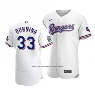 Camiseta Beisbol Hombre Texas Rangers Dane Dunning Autentico Primera Blanco