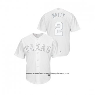 Camiseta Beisbol Hombre Texas Rangers Jeff Mathis 2019 Players Weekend Replica Blanco