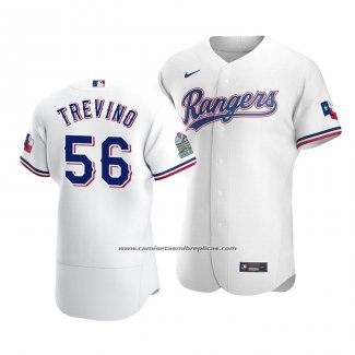 Camiseta Beisbol Hombre Texas Rangers Jose Trevino Autentico Primera Blanco