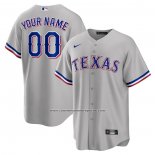 Camiseta Beisbol Hombre Texas Rangers Road Personalizada Replica Gris