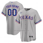 Camiseta Beisbol Hombre Texas Rangers Road Personalizada Replica Gris