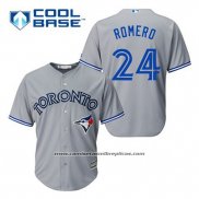 Camiseta Beisbol Hombre Toronto Blue Jays Ricky Romero 24 Gris Cool Base