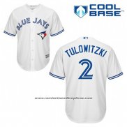 Camiseta Beisbol Hombre Toronto Blue Jays Troy Tulowitzki 2 Blanco Primera Cool Base
