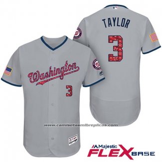 Camiseta Beisbol Hombre Washington Nationals 2017 Estrellas y Rayas Michael Taylor Gris Flex Base