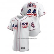 Camiseta Beisbol Hombre Washington Nationals Daniel Hudson 2020 Stars & Stripes 4th of July Blanco