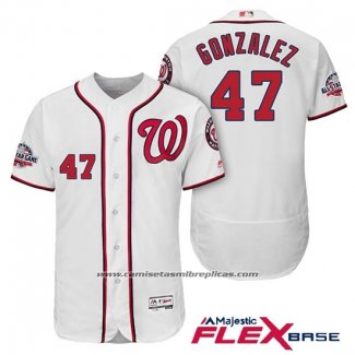 Camiseta Beisbol Hombre Washington Nationals Gio Gonzalez Blanco 2018 All Star Primera Flex Base