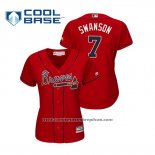 Camiseta Beisbol Mujer Atlanta Braves Dansby Swanson Cool Base Alterno 2019 Rojo