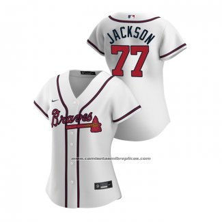 Camiseta Beisbol Mujer Atlanta Braves Luke Jackson 2020 Replica Primera Blanco