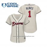 Camiseta Beisbol Mujer Atlanta Braves Ozzie Albies Cool Base Alterno 2019 Crema