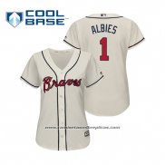 Camiseta Beisbol Mujer Atlanta Braves Ozzie Albies Cool Base Alterno 2019 Crema