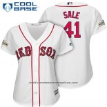 Camiseta Beisbol Mujer Boston Red Sox 2017 Postemporada 41 Chris Sale Blanco Cool Base