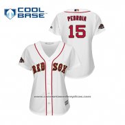 Camiseta Beisbol Mujer Boston Red Sox Dustin Pedroia 2019 Gold Program Cool Base Blanco