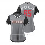 Camiseta Beisbol Mujer Chicago White Sox Nate Jones 2018 LLWS Players Weekend Nate's Nation Gris