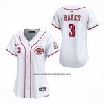 Camiseta Beisbol Mujer Cincinnati Reds Kebryan Hayes Primera Limited Blanco