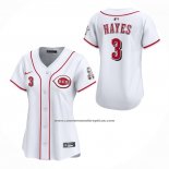 Camiseta Beisbol Mujer Cincinnati Reds Kebryan Hayes Primera Limited Blanco