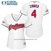 Camiseta Beisbol Mujer Cleveland Indians 2017 Postemporada 4 Bradley Zimmer Blanco Cool Base