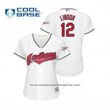 Camiseta Beisbol Mujer Cleveland Indians Francisco Lindor 2019 All Star Patch Cool Base Blanco