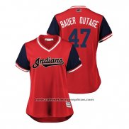 Camiseta Beisbol Mujer Cleveland Indians Trevor Bauer 2018 LLWS Players Weekend Bauer Outage Rojo