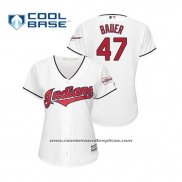 Camiseta Beisbol Mujer Cleveland Indians Trevor Bauer 2019 All Star Patch Cool Base Blanco