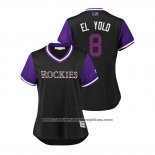 Camiseta Beisbol Mujer Colorado Rockies Gerardo Parra 2018 LLWS Players Weekend El Yolo Negro
