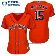 Camiseta Beisbol Mujer Houston Astros 2017 World Series Campeones Carlos Beltran Naranja Cool Base