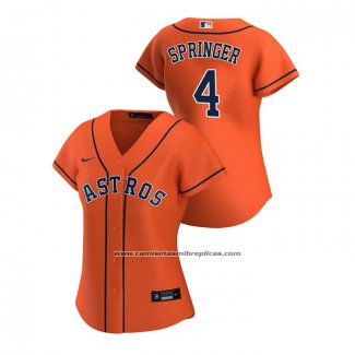 Camiseta Beisbol Mujer Houston Astros George Springer 2020 Replica Alterno Naranja