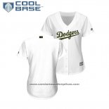 Camiseta Beisbol Mujer Los Angeles Dodgers 2018 Dia de los Caidos Cool Base Blanco