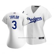 Camiseta Beisbol Mujer Los Angeles Dodgers Chris Taylor 2020 Primera Replica Blanco