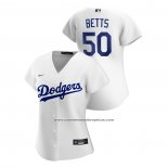 Camiseta Beisbol Mujer Los Angeles Dodgers Mookie Betts Replica 2020 Primera Blanco