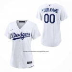 Camiseta Beisbol Mujer Los Angeles Dodgers Primera Replica Personalizada Blanco