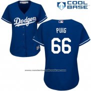 Camiseta Beisbol Mujer Los Angeles Dodgers Yasiel Puig Cool Base Azul