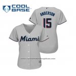 Camiseta Beisbol Mujer Miami Marlins Brian Anderson Cool Base Road 2019 Gris