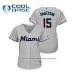 Camiseta Beisbol Mujer Miami Marlins Brian Anderson Cool Base Road 2019 Gris