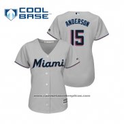 Camiseta Beisbol Mujer Miami Marlins Brian Anderson Cool Base Road 2019 Gris