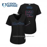 Camiseta Beisbol Mujer Miami Marlins Jose Urena Cool Base Alterno 2019 Negro
