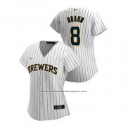 Camiseta Beisbol Mujer Milwaukee Brewers Ryan Braun 2020 Replica Alterno Blanco