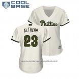 Camiseta Beisbol Mujer Philadelphia Phillies Aaron Altherr 2018 Dia de los Caidos Cool Base Crema