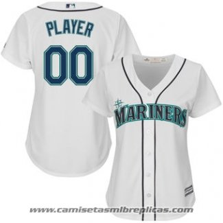 Camiseta Beisbol Mujer Seattle Mariners Personalizada Blanco