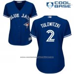 Camiseta Beisbol Mujer Toronto Blue Jays Troy Tulowitzki Cool Base Azul