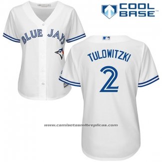 Camiseta Beisbol Mujer Toronto Blue Jays Troy Tulowitzki Cool Base Blanco