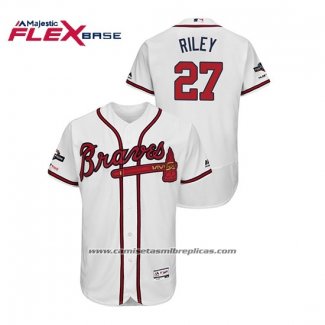 Camiseta Beisbol Hombre Atlanta Braves Austin Riley 2019 Postemporada Flex Base Blanco