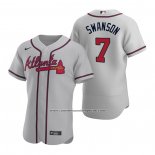 Camiseta Beisbol Hombre Atlanta Braves Dansby Swanson Autentico 2020 Road Gris