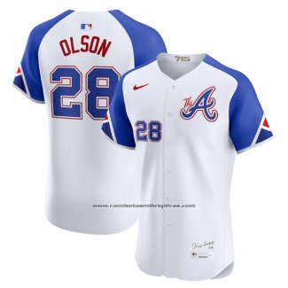 Camiseta Beisbol Hombre Atlanta Braves Matt Olson City Connect Elite Blanco